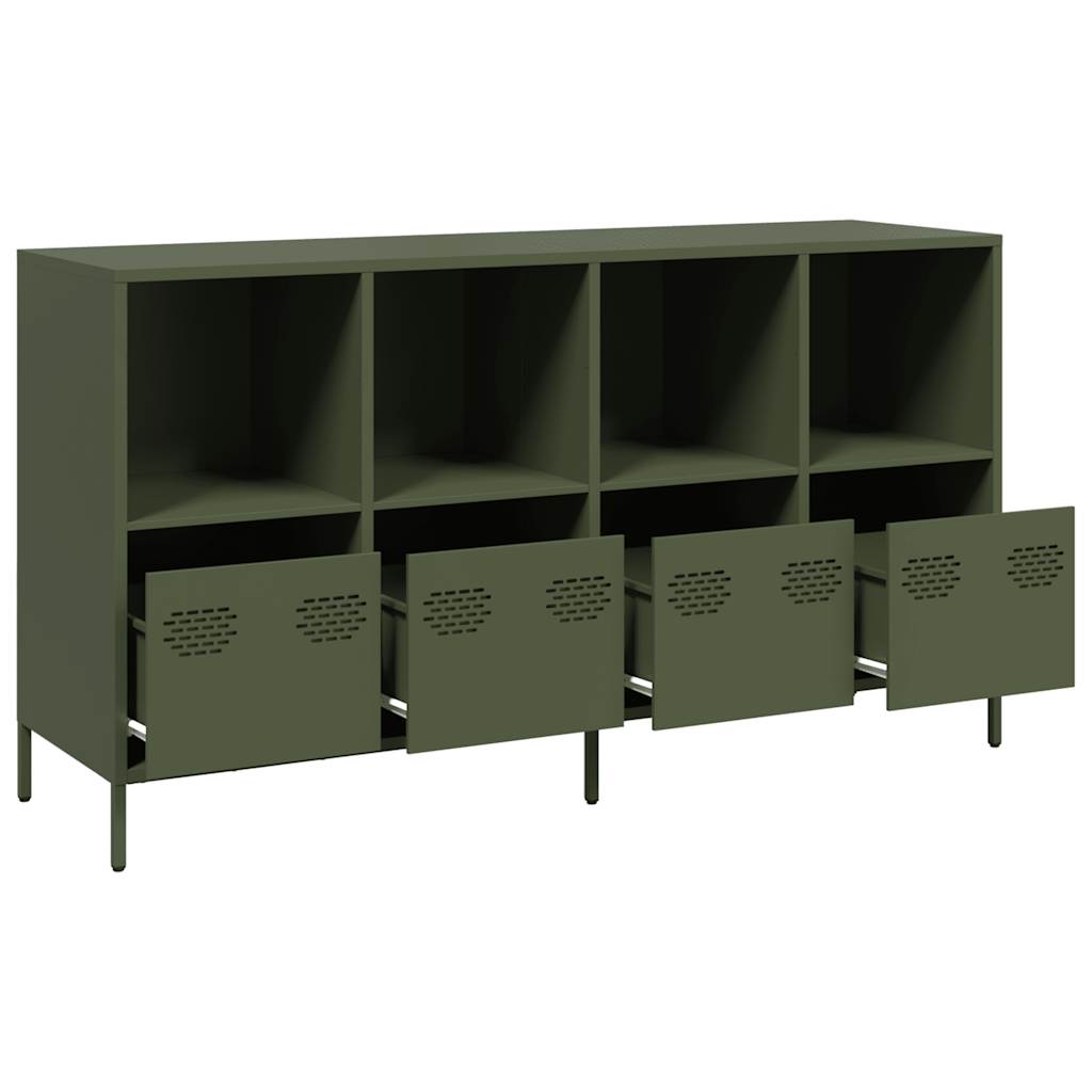 Dressoir 135x39x73,5 cm koudgewalst staal olijfgroen