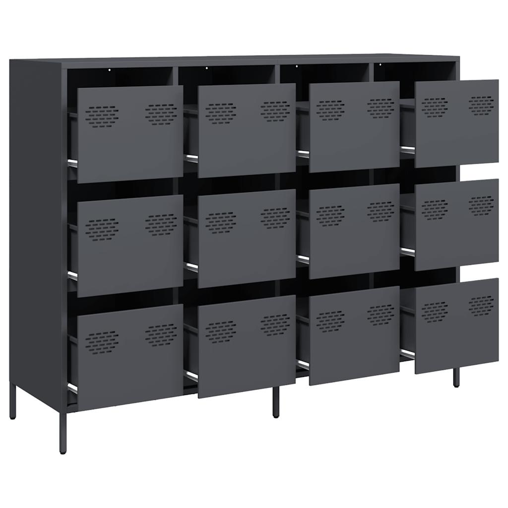 Dressoir 135x39x103,5 cm koudgewalst staal antracietkleurig