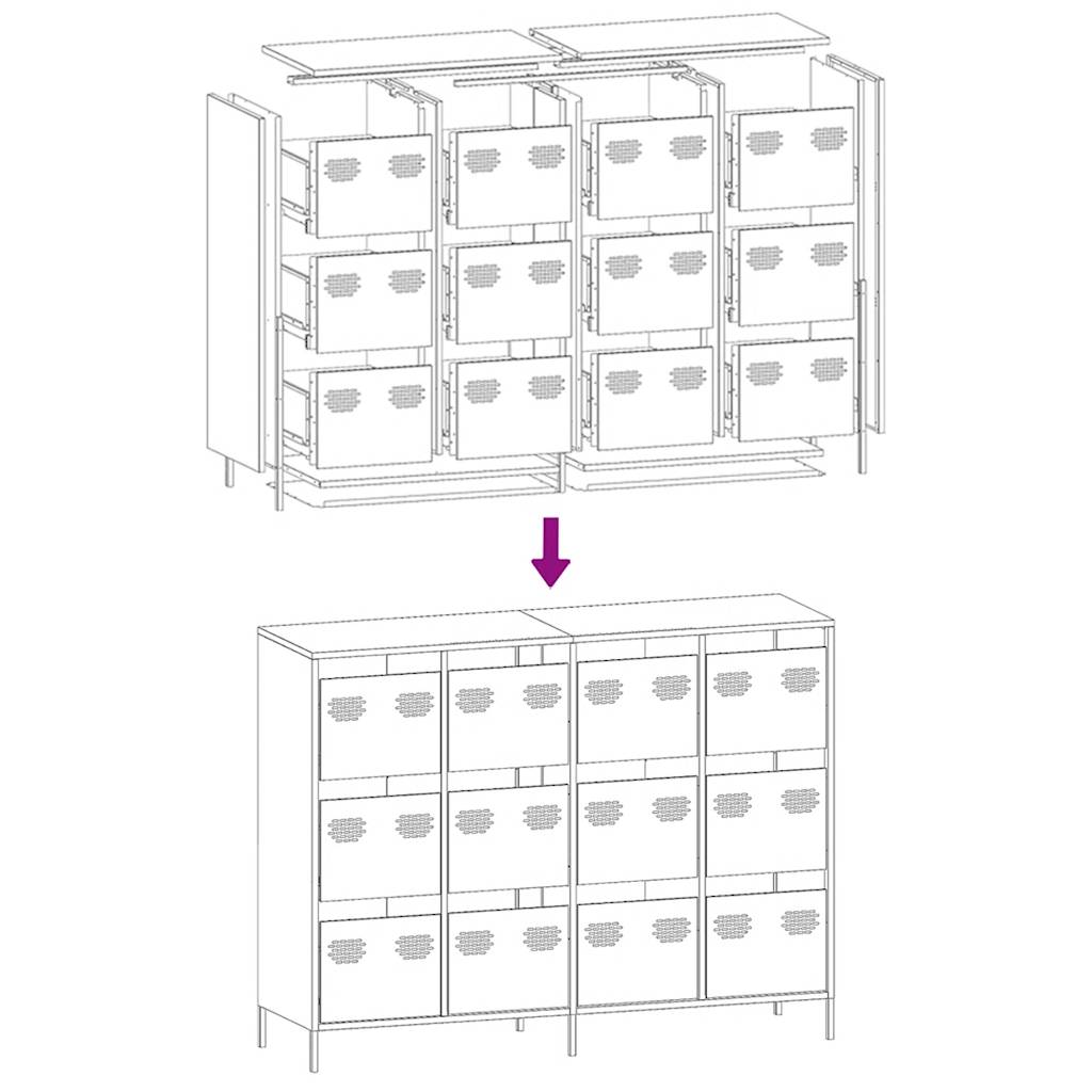 Dressoir 135x39x103,5 cm koudgewalst staal antracietkleurig
