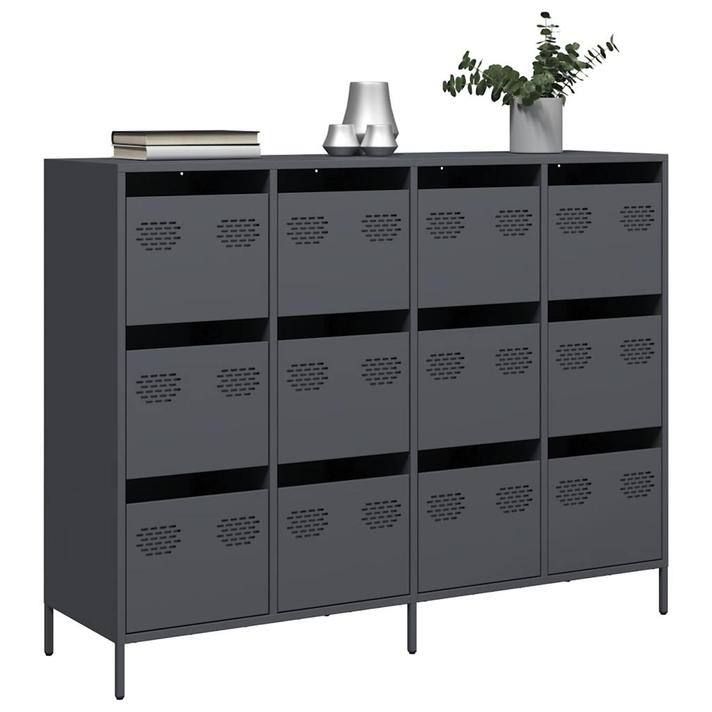 Dressoir 135x39x103,5 cm koudgewalst staal antracietkleurig