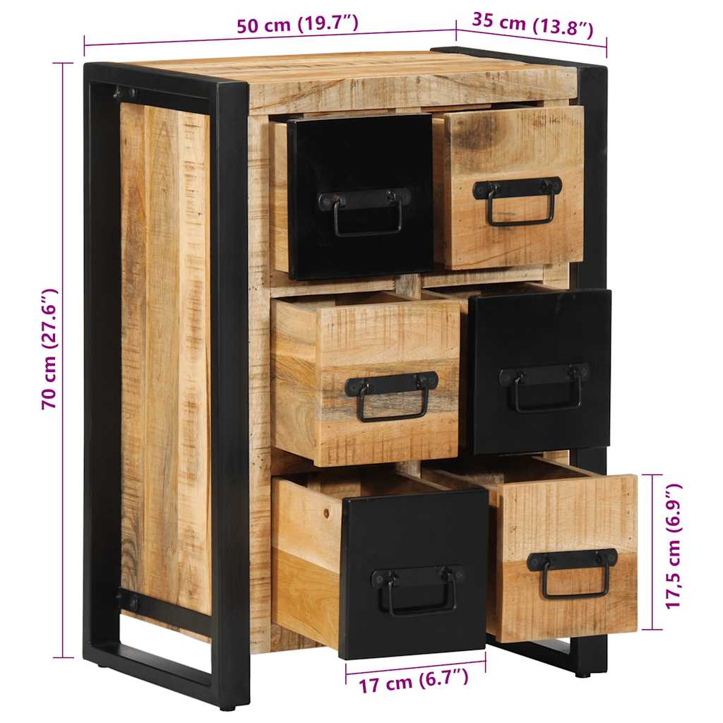 Dressoir 50x35x70 cm massief ruw mangohout