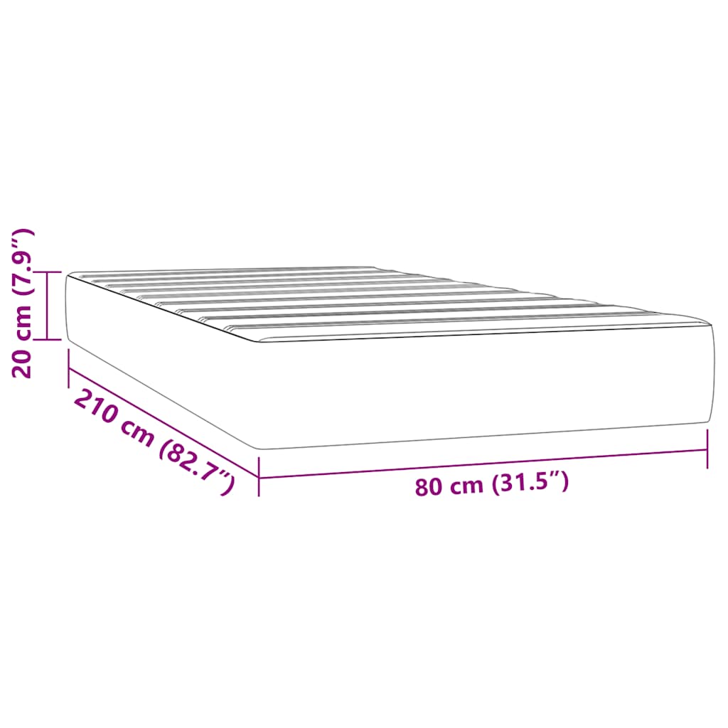 Pocketveringmatras 80x210x20 cm fluweel donkergrijs