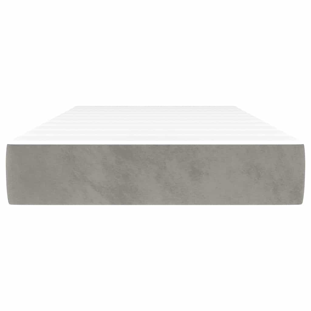 Pocketveringmatras 100x220x20 cm fluweel lichtgrijs