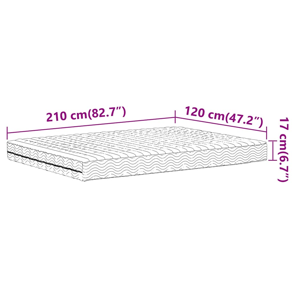 Schuimmatras hardheid H2 H3 120x210 cm wit