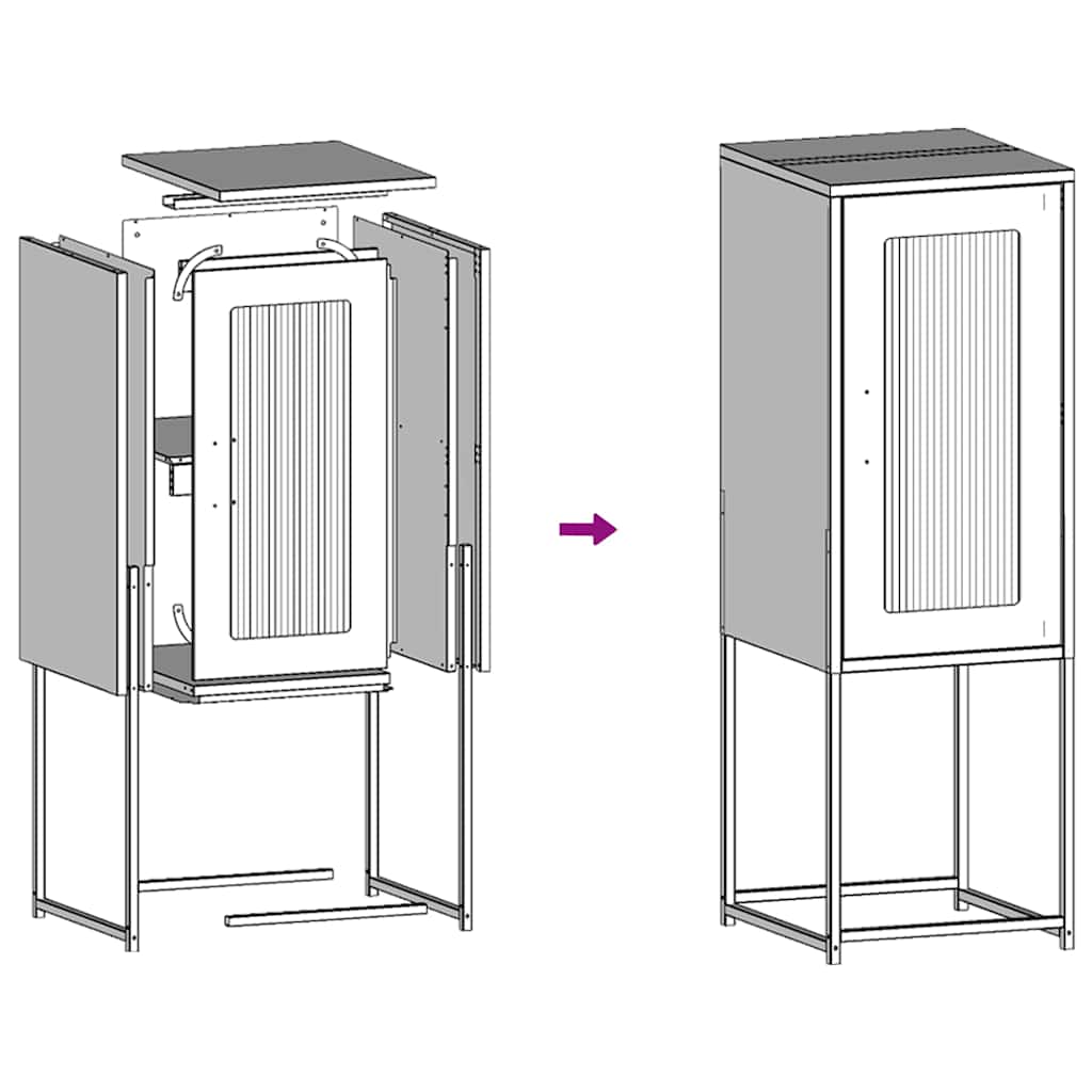 Dressoir 36x39x107 cm koudgewalst staal zwart