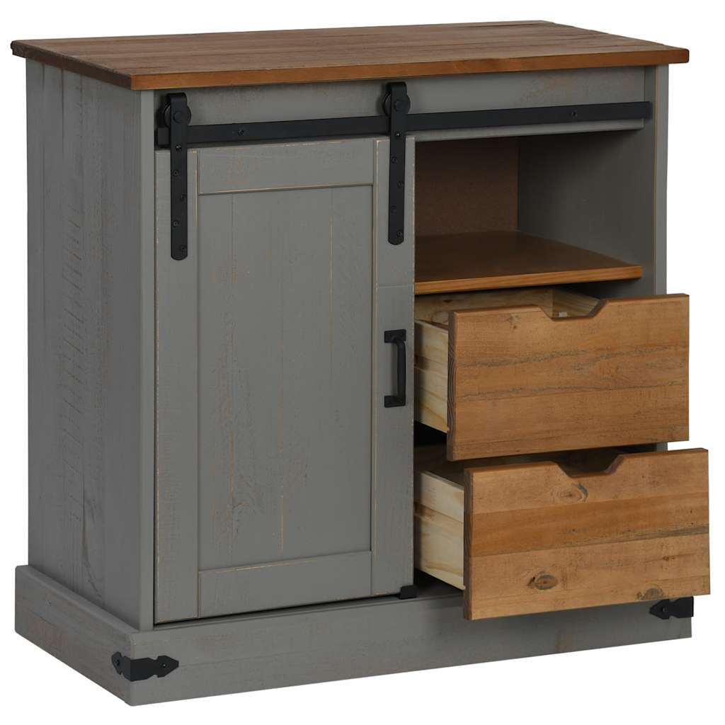 Dressoir HALDEN met schuifdeur 80x40x80 cm massief hout grijs