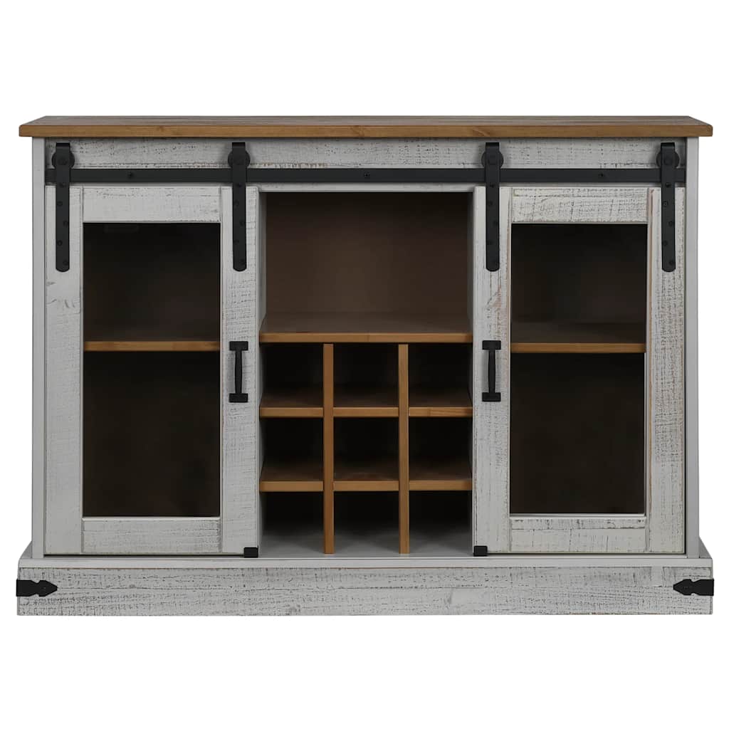Dressoir HALDEN 2 schuifdeuren 112x40x80 cm massief hout wit