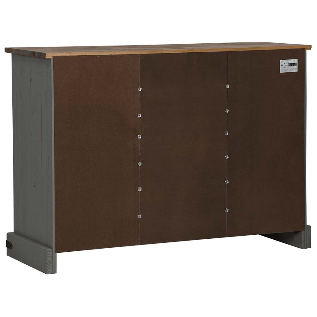 Dressoir HALDEN 2 schuifdeuren 112x40x80 cm massief hout grijs