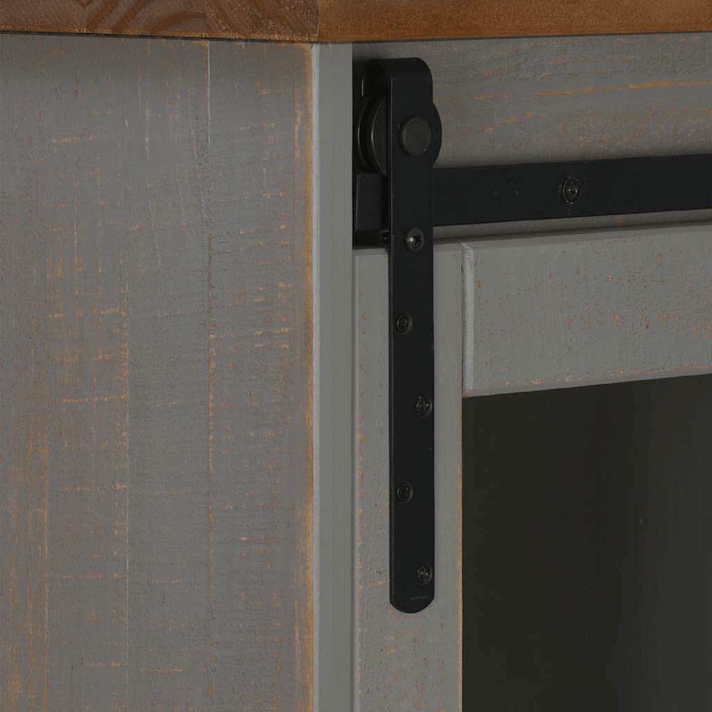 Dressoir HALDEN 2 schuifdeuren 112x40x80 cm massief hout grijs