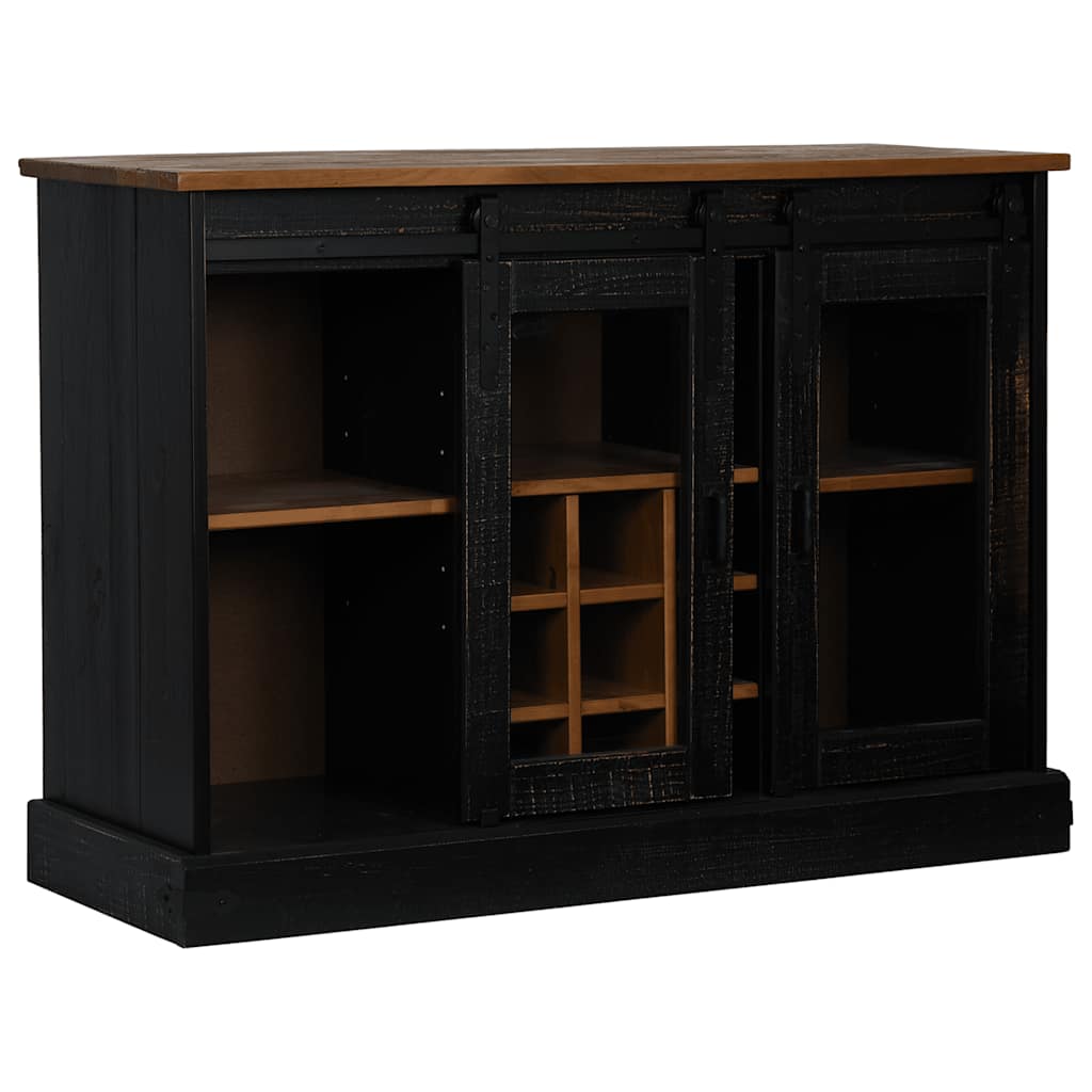 Dressoir HALDEN 2 schuifdeuren 112x40x80 cm massief hout zwart