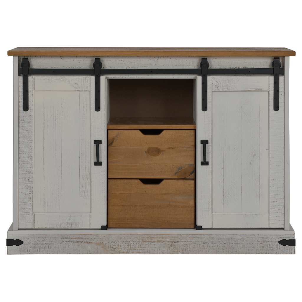 Dressoir HALDEN 2 schuifdeuren 112x40x80 cm massief hout wit