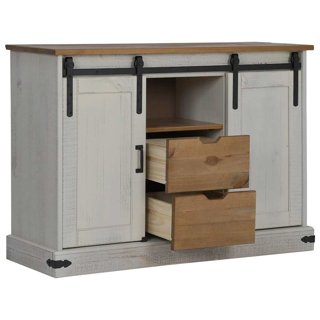Dressoir HALDEN 2 schuifdeuren 112x40x80 cm massief hout wit