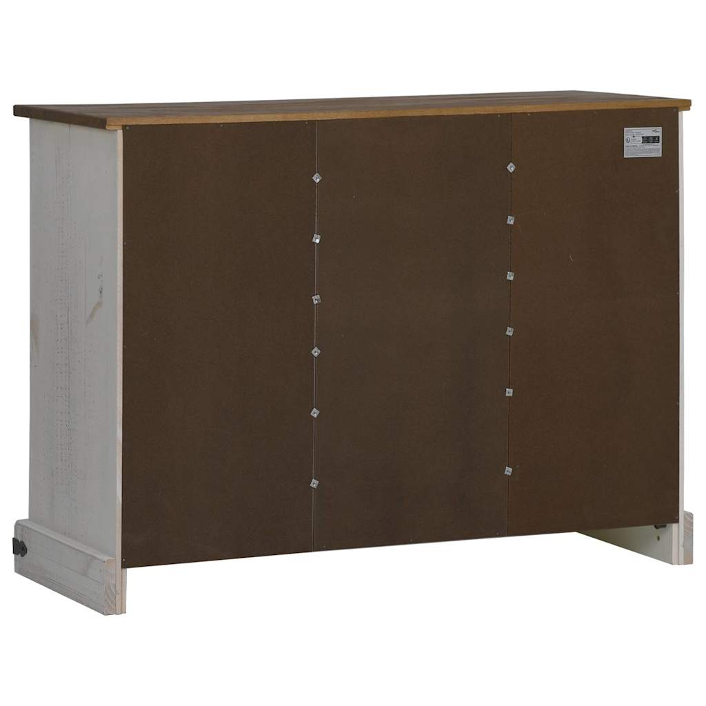 Dressoir HALDEN 2 schuifdeuren 112x40x80 cm massief hout wit