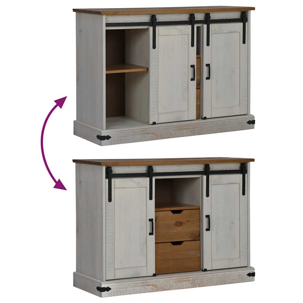 Dressoir HALDEN 2 schuifdeuren 112x40x80 cm massief hout wit