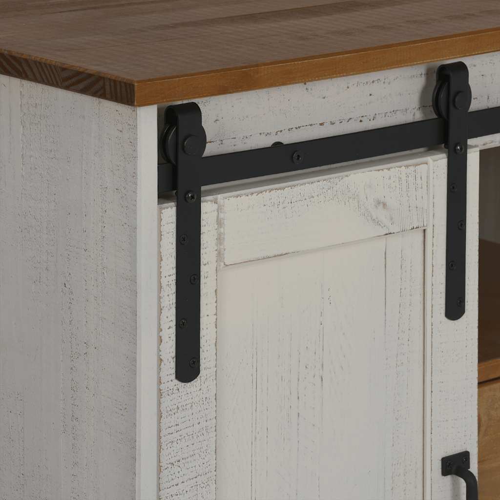 Dressoir HALDEN 2 schuifdeuren 112x40x80 cm massief hout wit