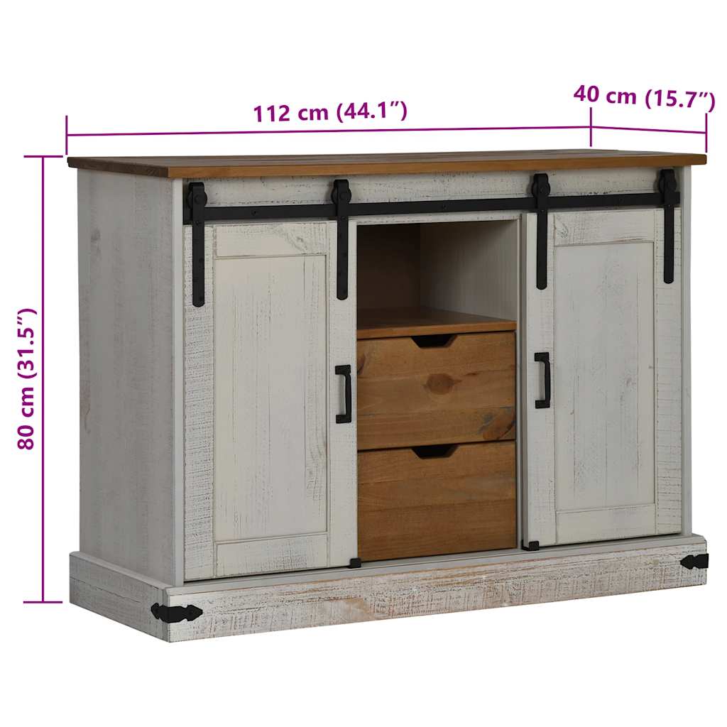 Dressoir HALDEN 2 schuifdeuren 112x40x80 cm massief hout wit