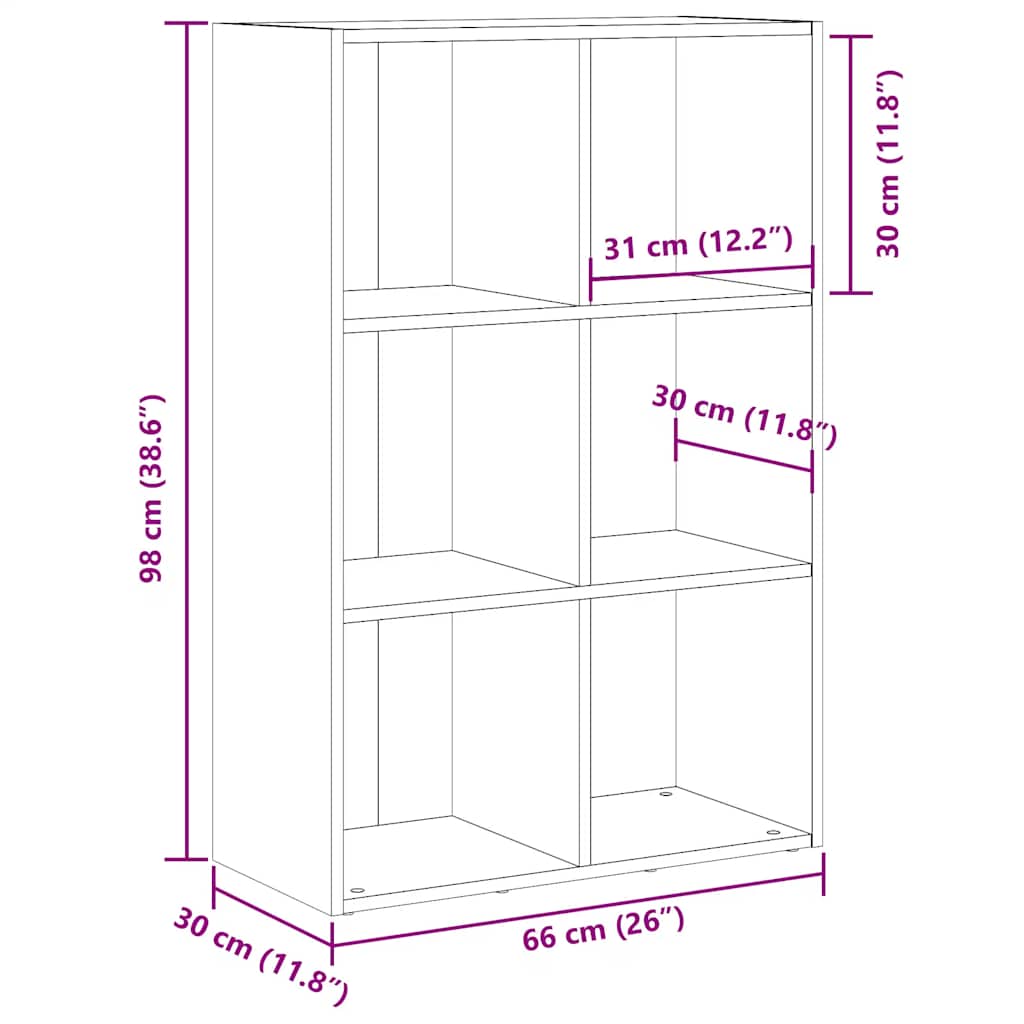 Boekenkast/dressoir 66x30x98 cm bewerkt hout artisanaal eiken