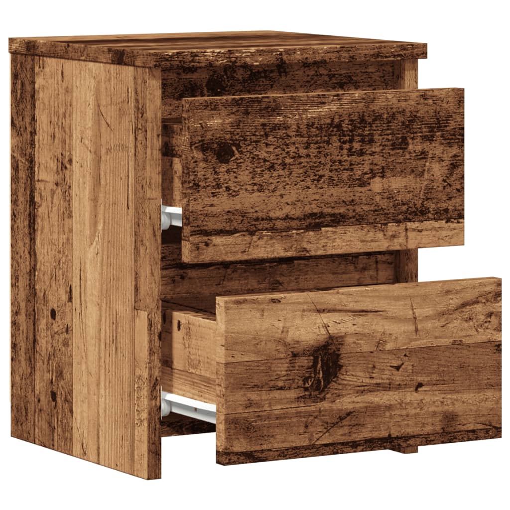 Nachtkastje 30x30x40 cm bewerkt hout oud houtkleurig