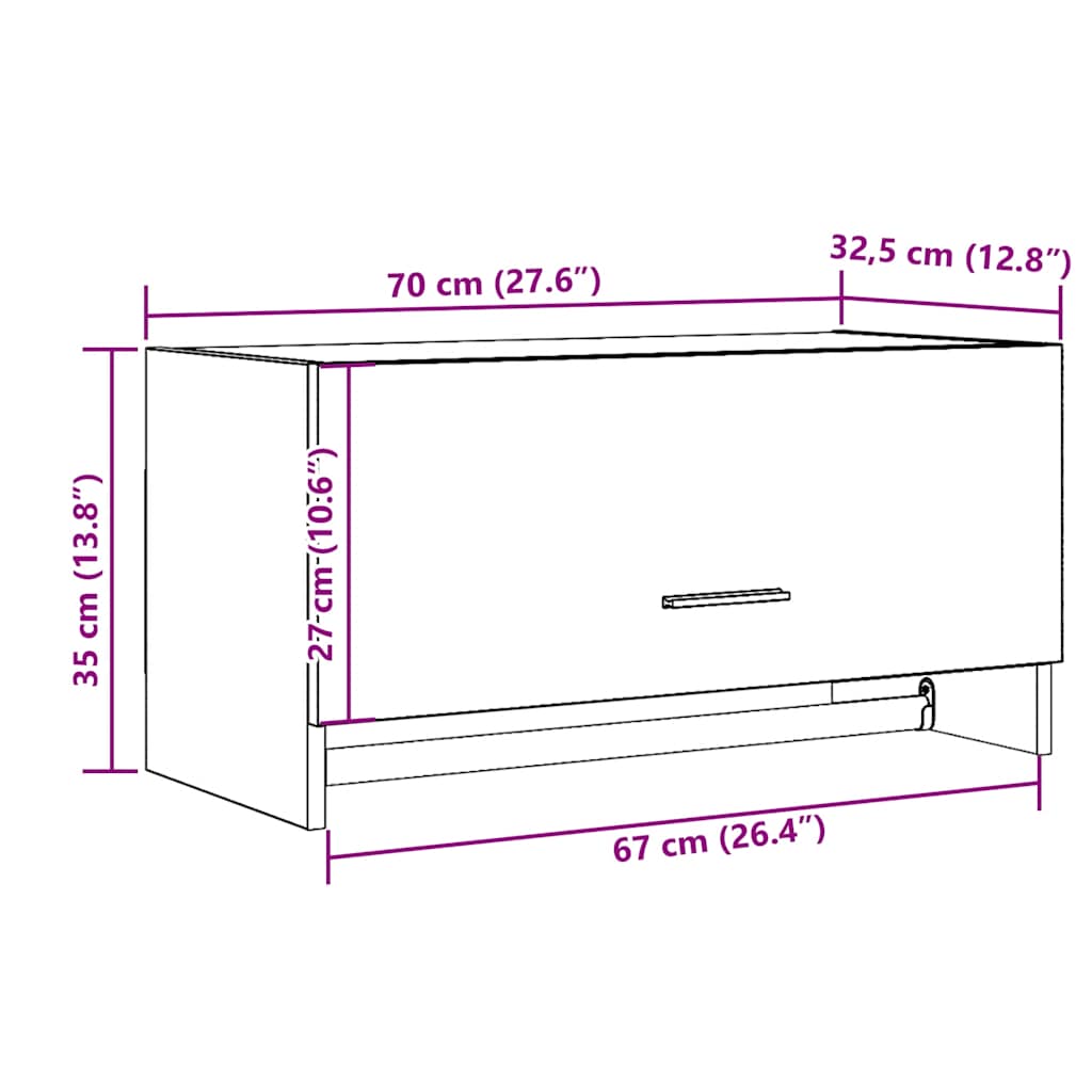 Kledingkast 70x32,5x35 cm bewerkt hout artisanaal eikenkleur