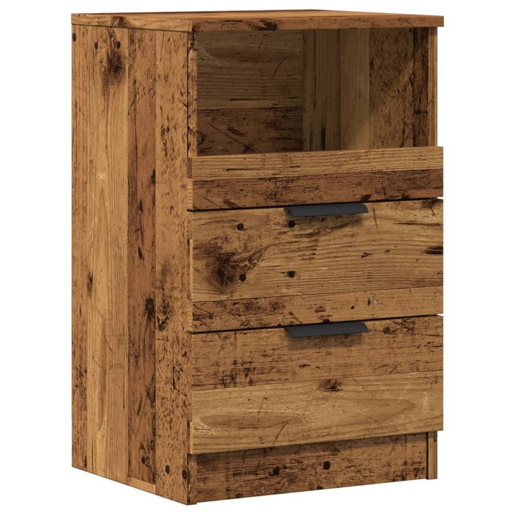 Nachtkastje 40x36x65 cm bewerkt hout oud houtkleurig