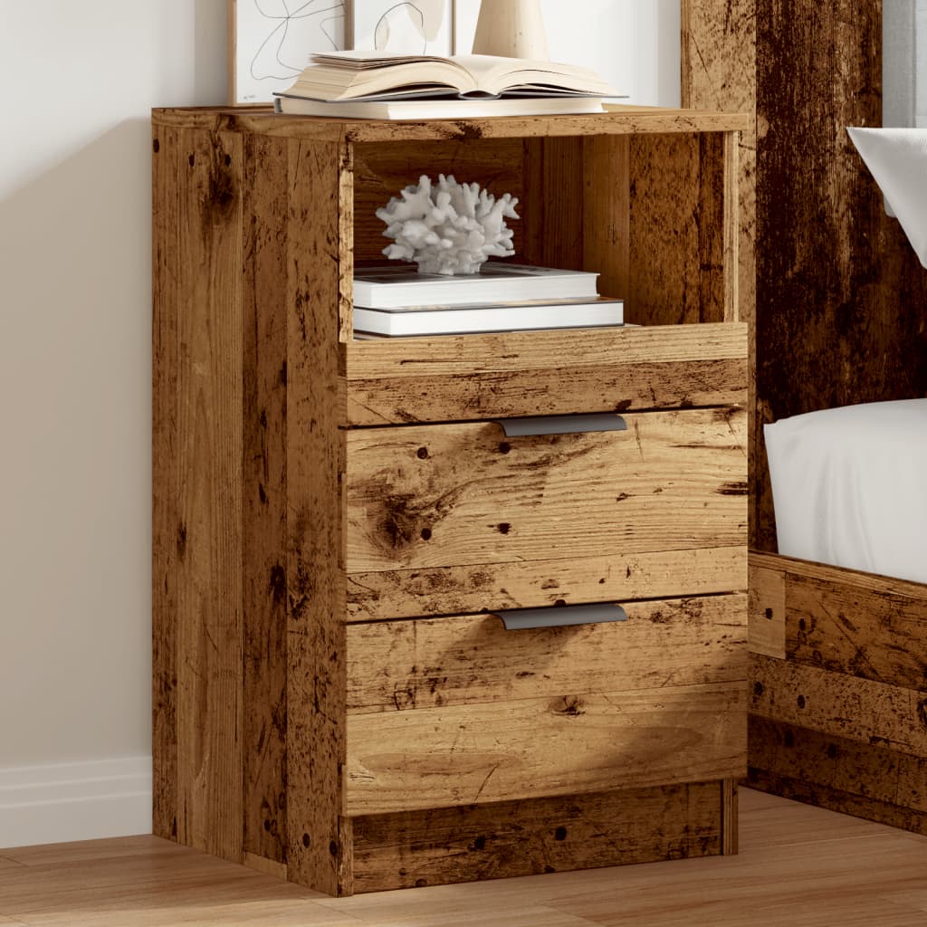 Nachtkastje 40x36x65 cm bewerkt hout oud houtkleurig