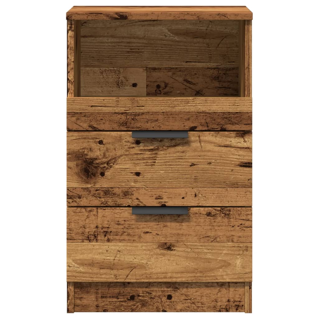 Nachtkastje 40x36x65 cm bewerkt hout oud houtkleurig