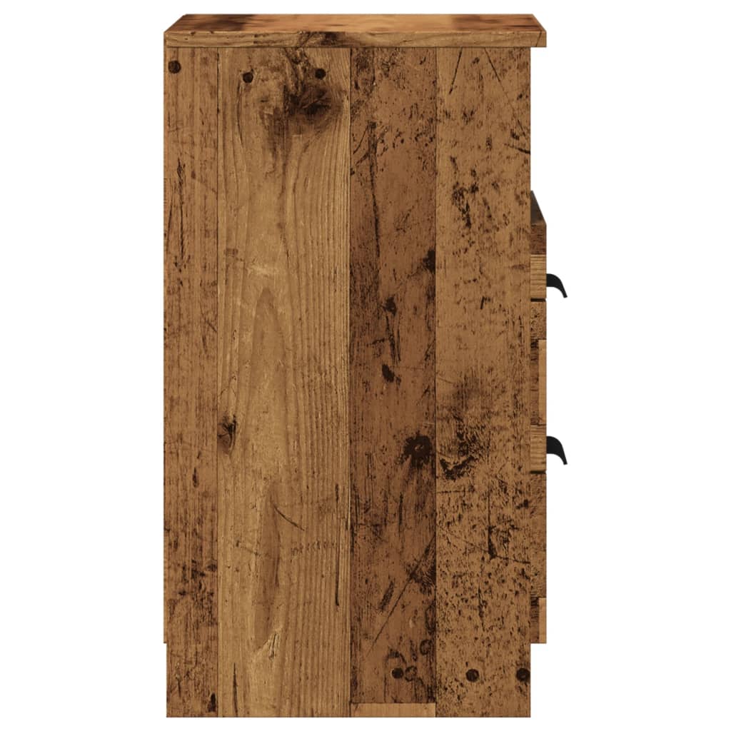 Nachtkastje 40x36x65 cm bewerkt hout oud houtkleurig
