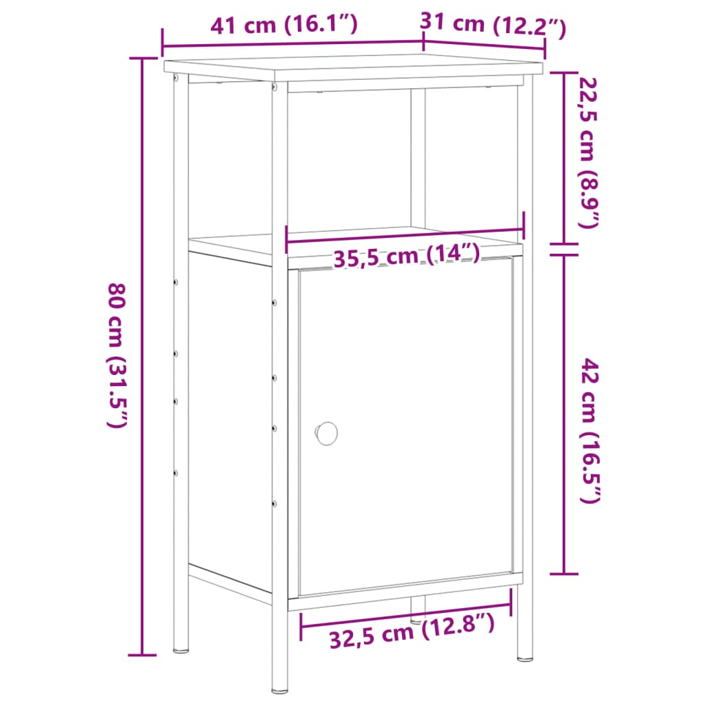 Nachtkastjes 2 st 41x31x80 cm bewerkt hout oud houtkleurig