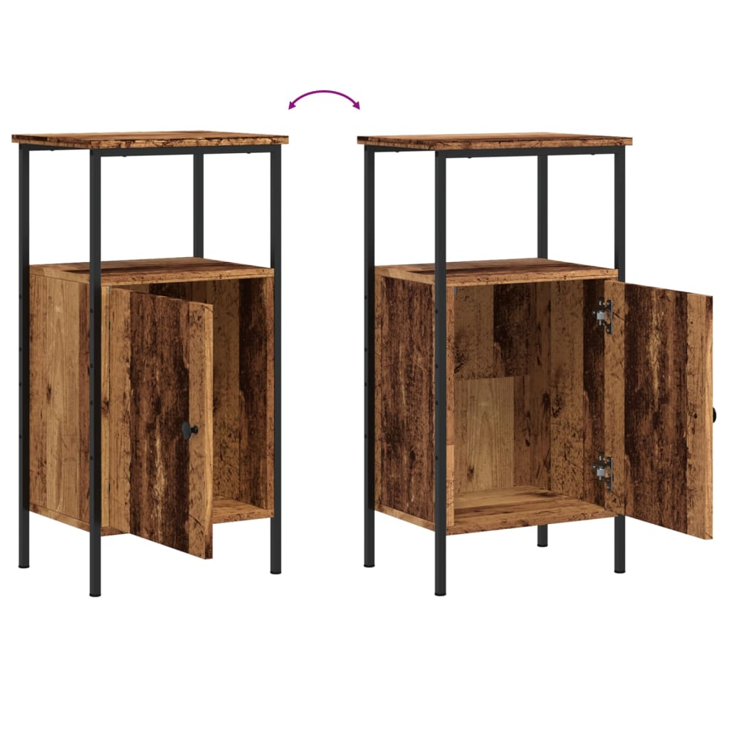 Nachtkastjes 2 st 41x31x80 cm bewerkt hout oud houtkleurig