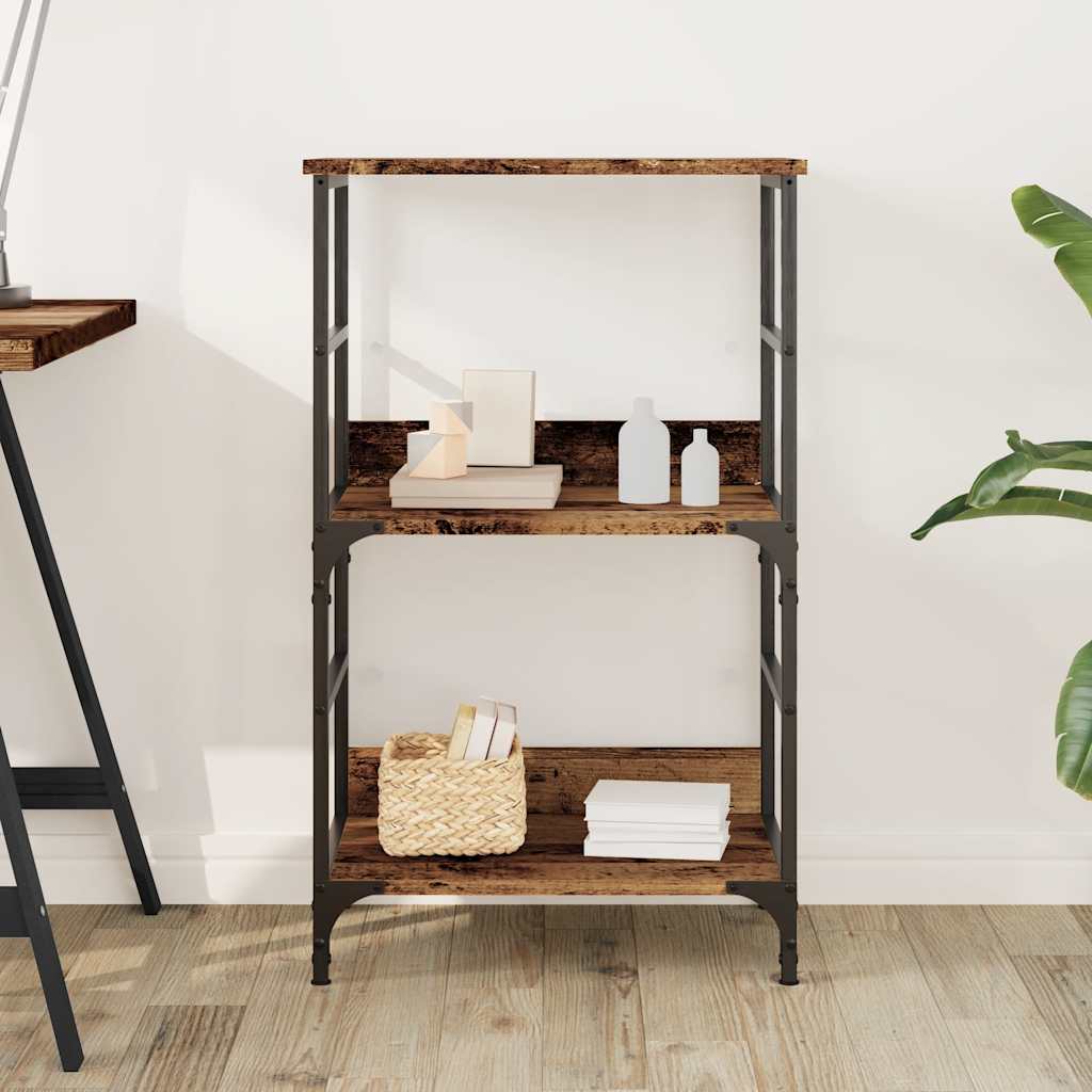 Boekenkast 50x33x82 cm bewerkt hout oud houtkleurig