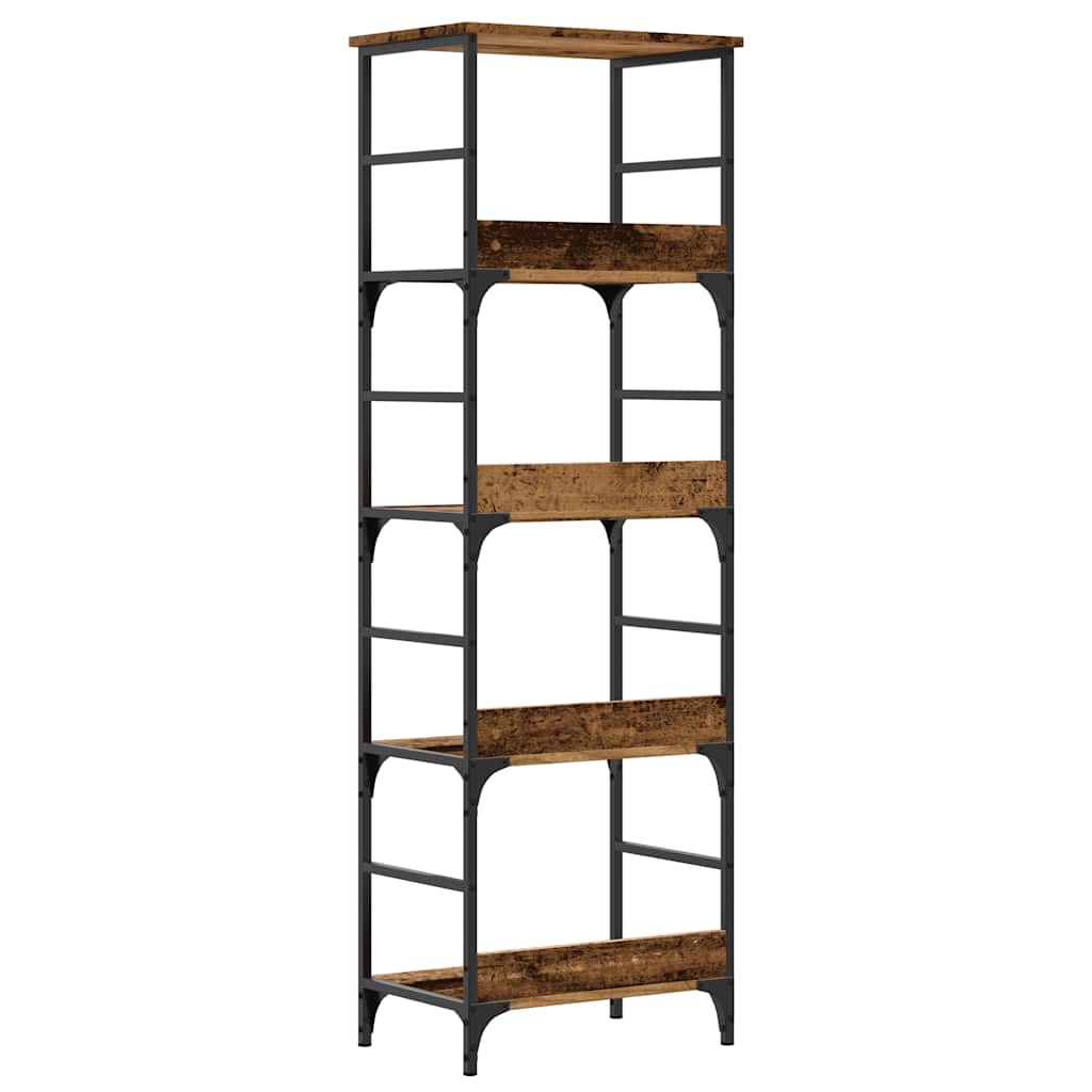 Boekenkast 50x33x153 cm bewerkt hout oud houtkleurig