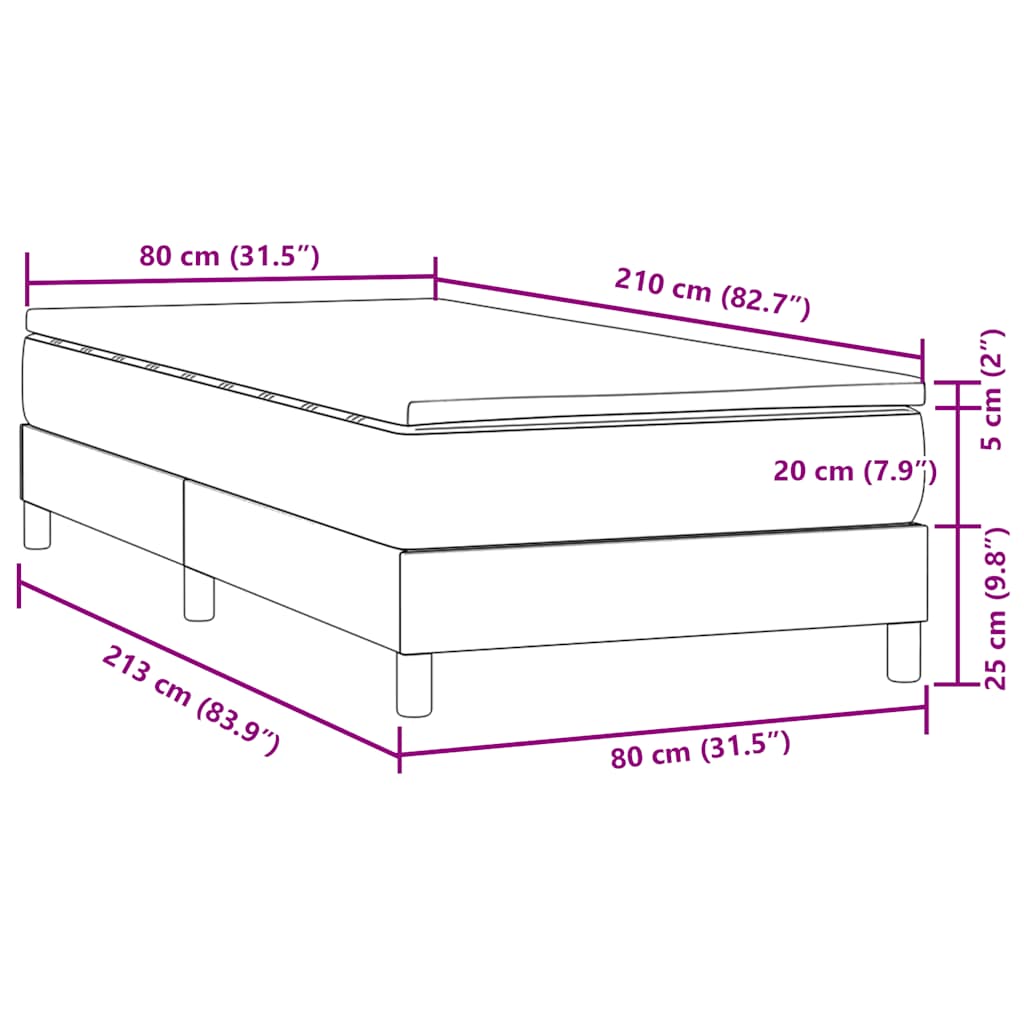 Boxspring met matras fluweel donkergrijs 80x210 cm