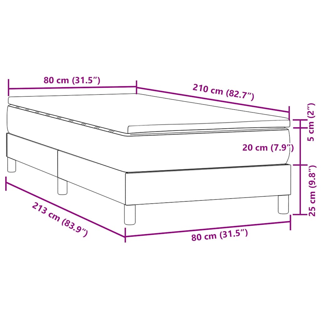 Boxspring met matras fluweel donkergroen 80x210 cm