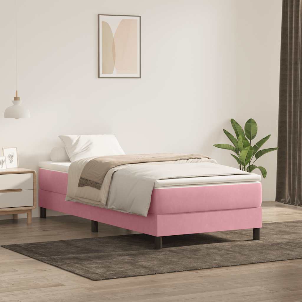 Boxspring met matras fluweel roze 80x210 cm