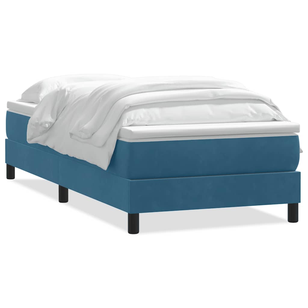 Boxspring met matras fluweel donkerblauw 80x220 cm