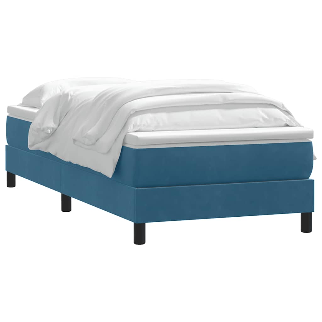 Boxspring met matras fluweel donkerblauw 80x220 cm