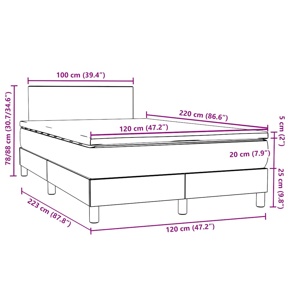 Boxspring met matras fluweel zwart 120x220 cm