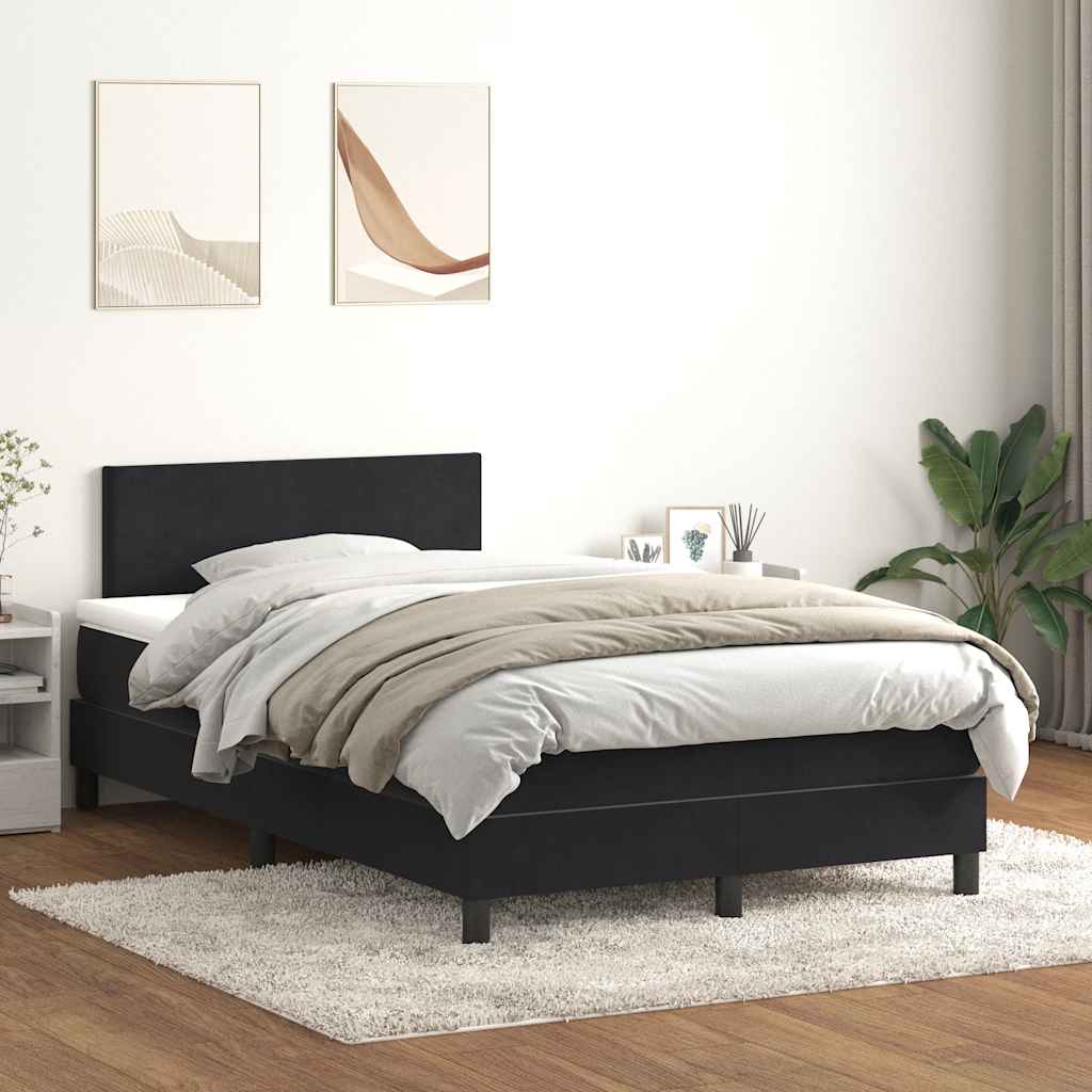 Boxspring met matras fluweel zwart 120x220 cm