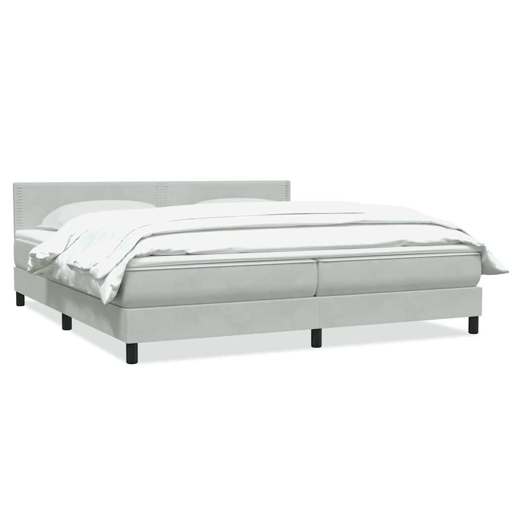 Boxspring met matras fluweel lichtgrijs 180x220 cm