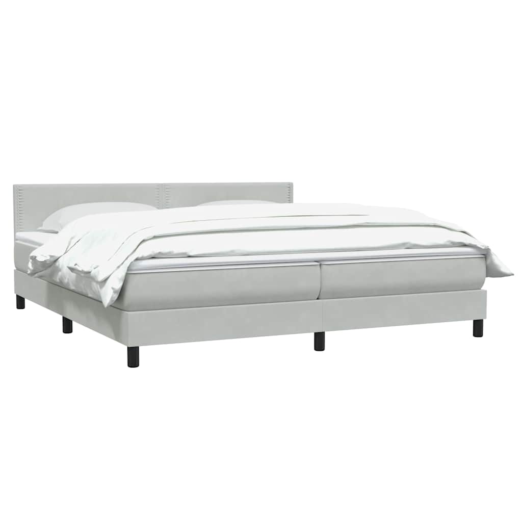 Boxspring met matras fluweel lichtgrijs 180x220 cm