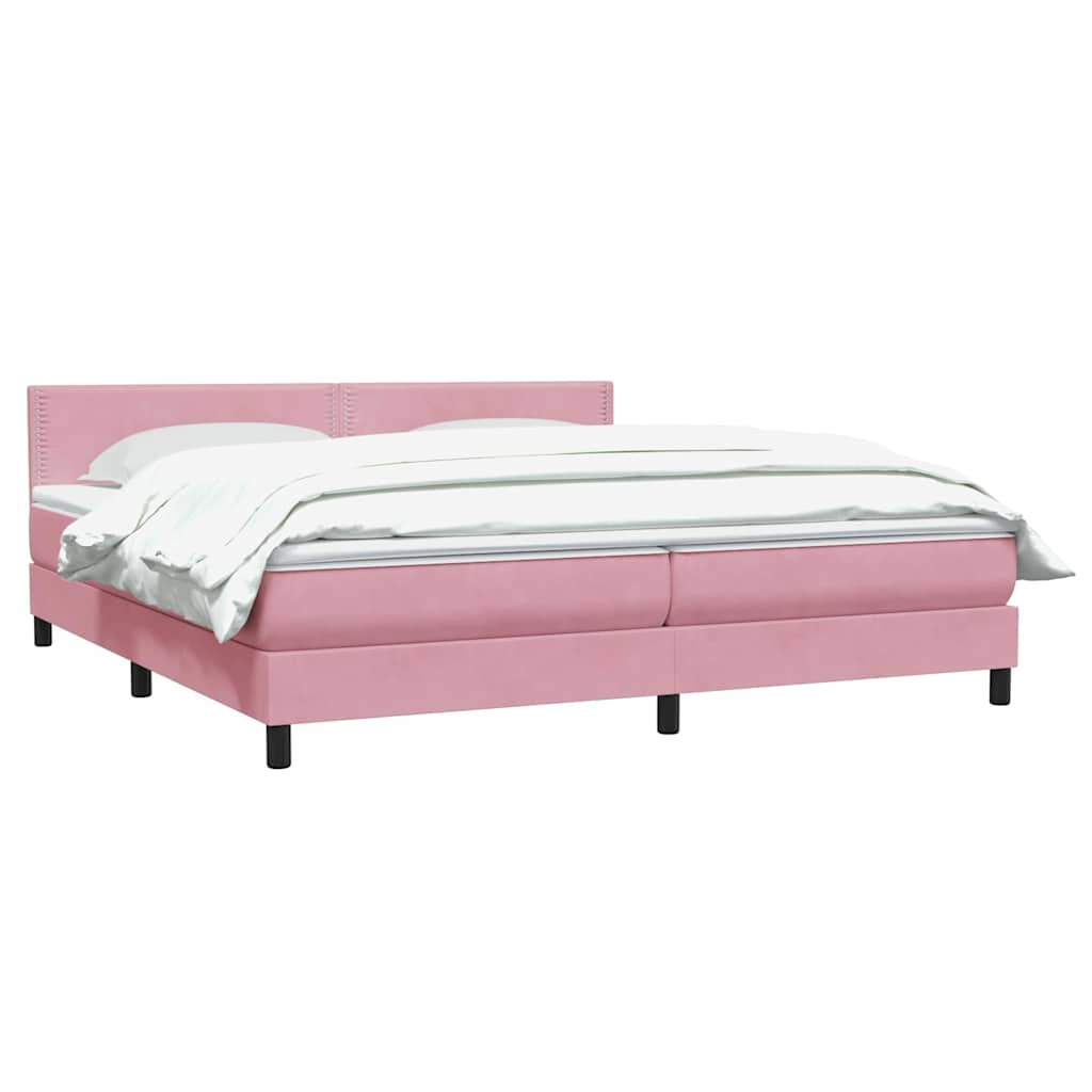 Boxspring met matras fluweel roze 180x220 cm