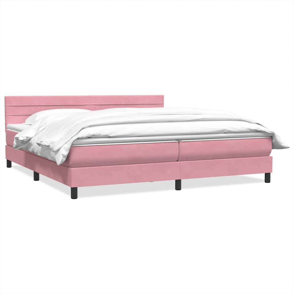 Boxspring met matras fluweel roze 180x220 cm