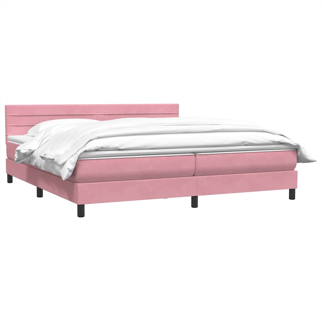 Boxspring met matras fluweel roze 180x220 cm