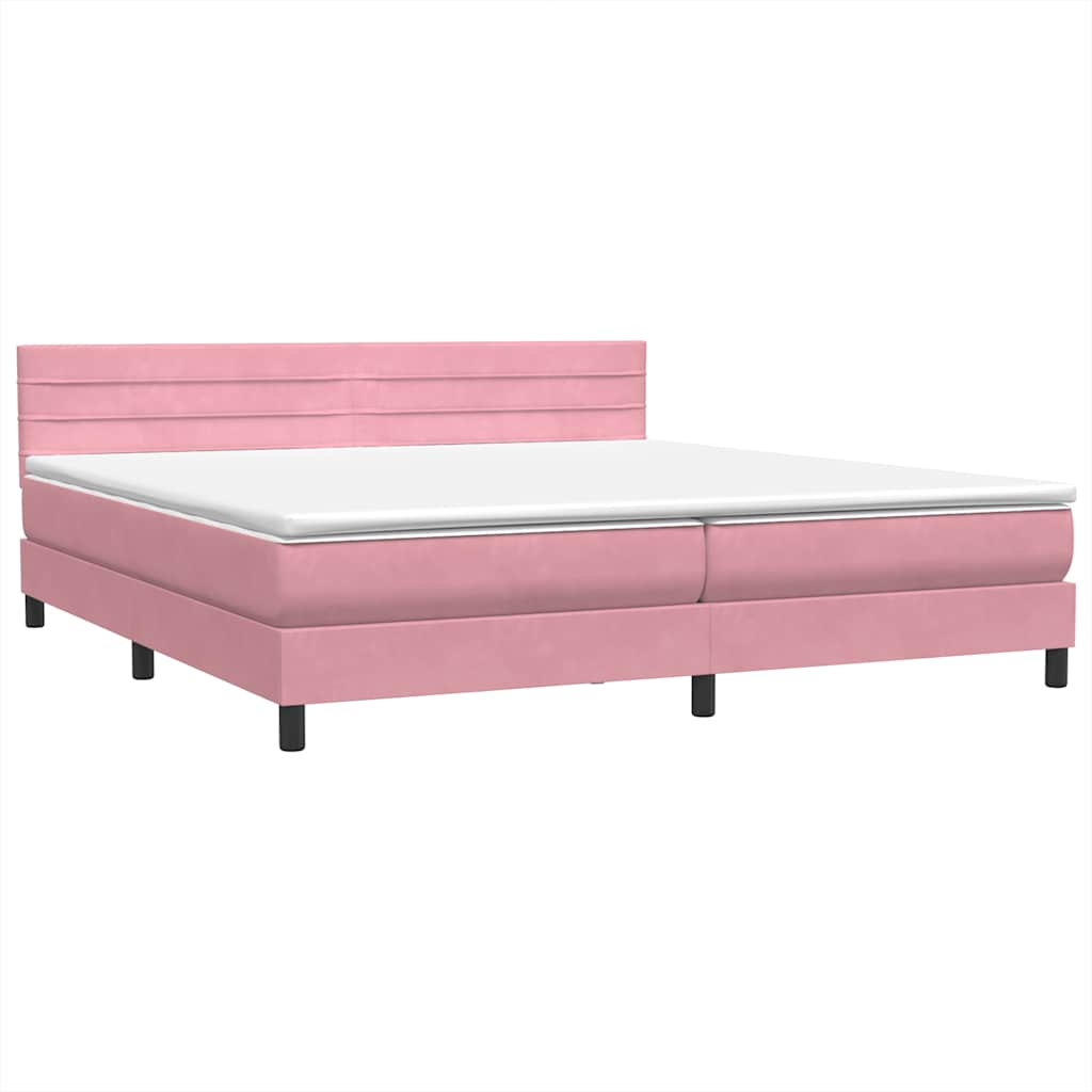 Boxspring met matras fluweel roze 180x220 cm