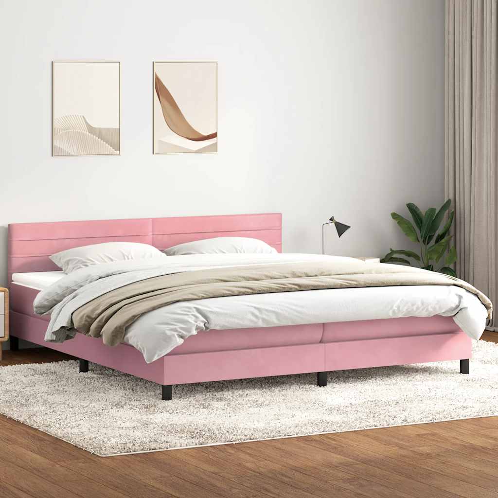 Boxspring met matras fluweel roze 180x220 cm