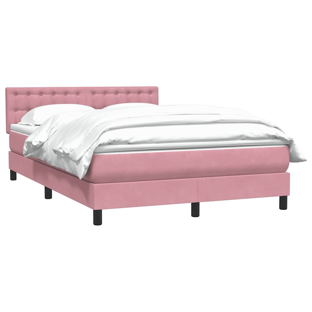 Boxspring met matras fluweel roze 160x210 cm