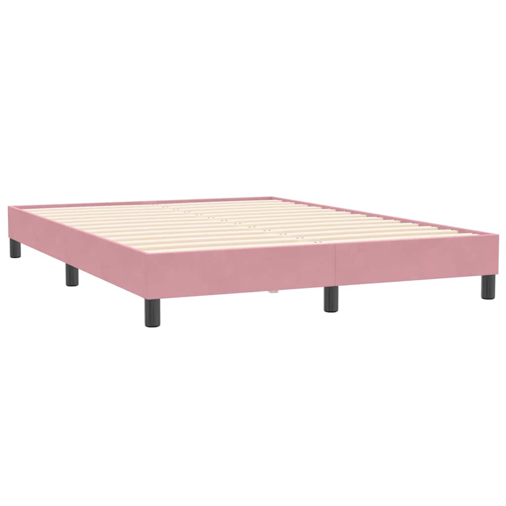 Boxspring met matras fluweel roze 160x210 cm