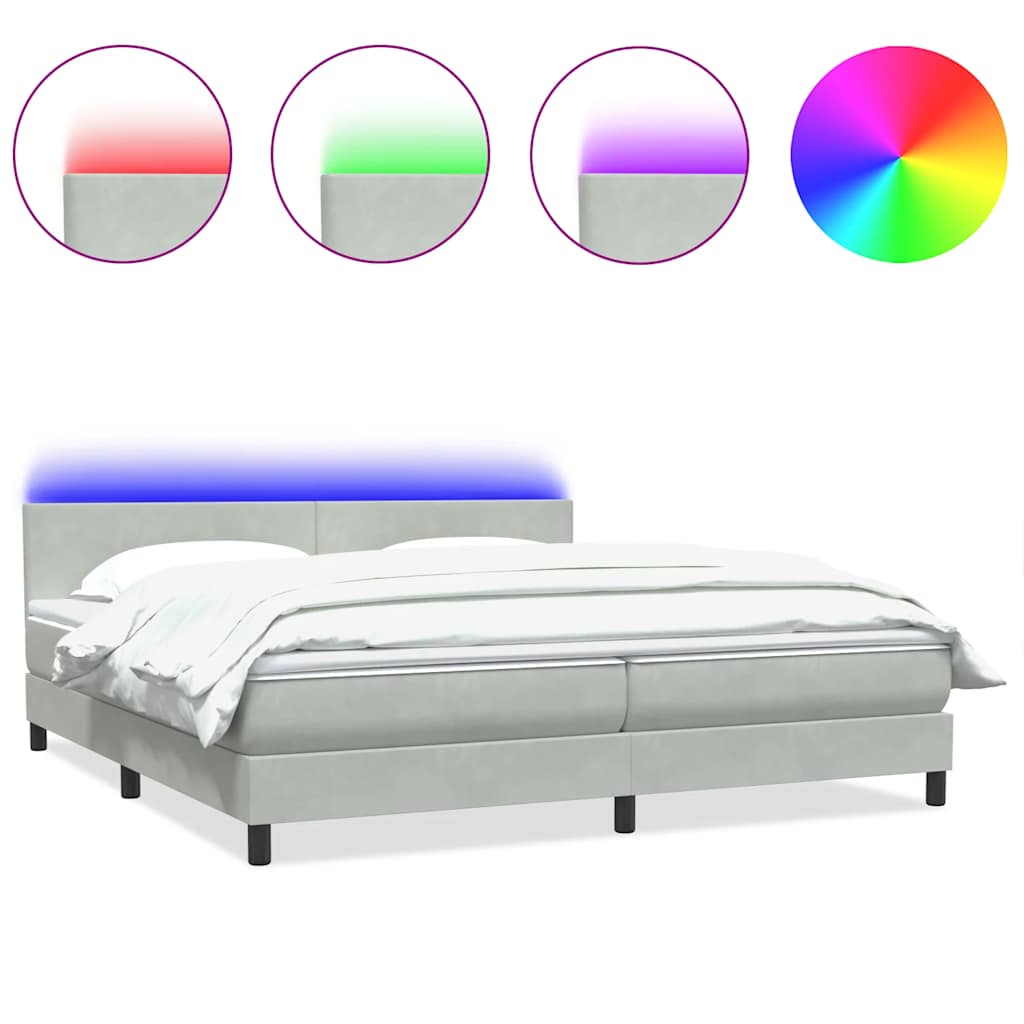 Boxspring met matras fluweel lichtgrijs 200x210 cm