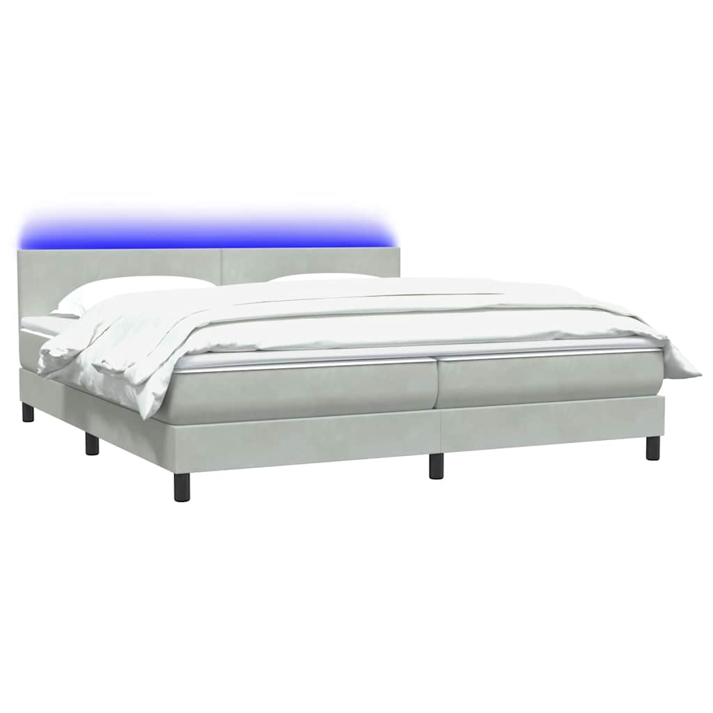 Boxspring met matras fluweel lichtgrijs 200x210 cm