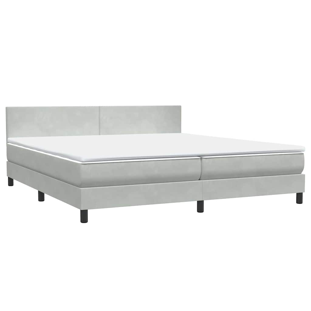 Boxspring met matras fluweel lichtgrijs 200x210 cm